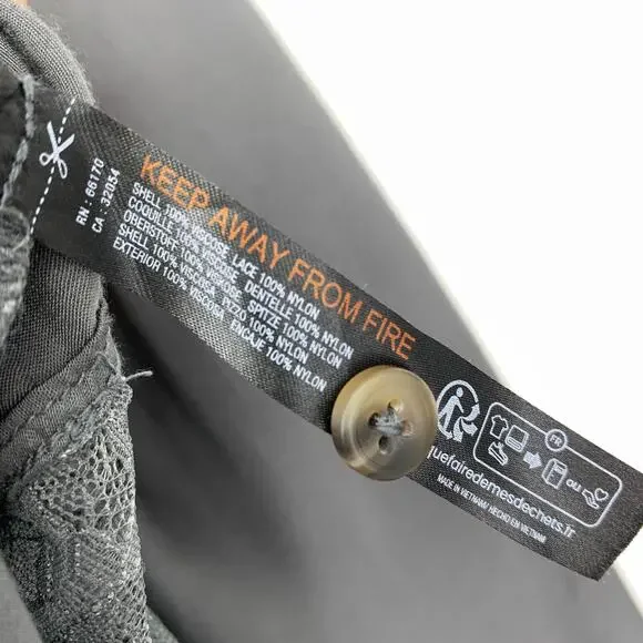 By Anthropologie Satin + Lace Pajama Set Cropped Top W/Shorts Gray Size Medium - Picture 13 of 13